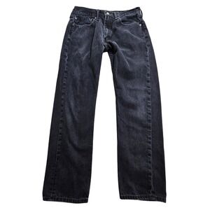 Levis 505 Regular Fit Jeans Mens 34x32 Black Faded Straight Leg Denim Pants